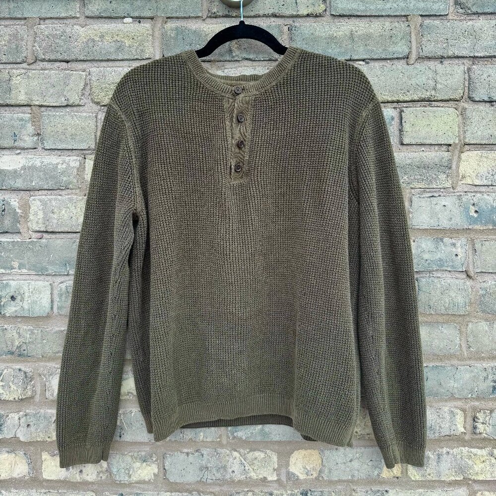 Men's Olive Green 100% Cotton Sweater, Size M